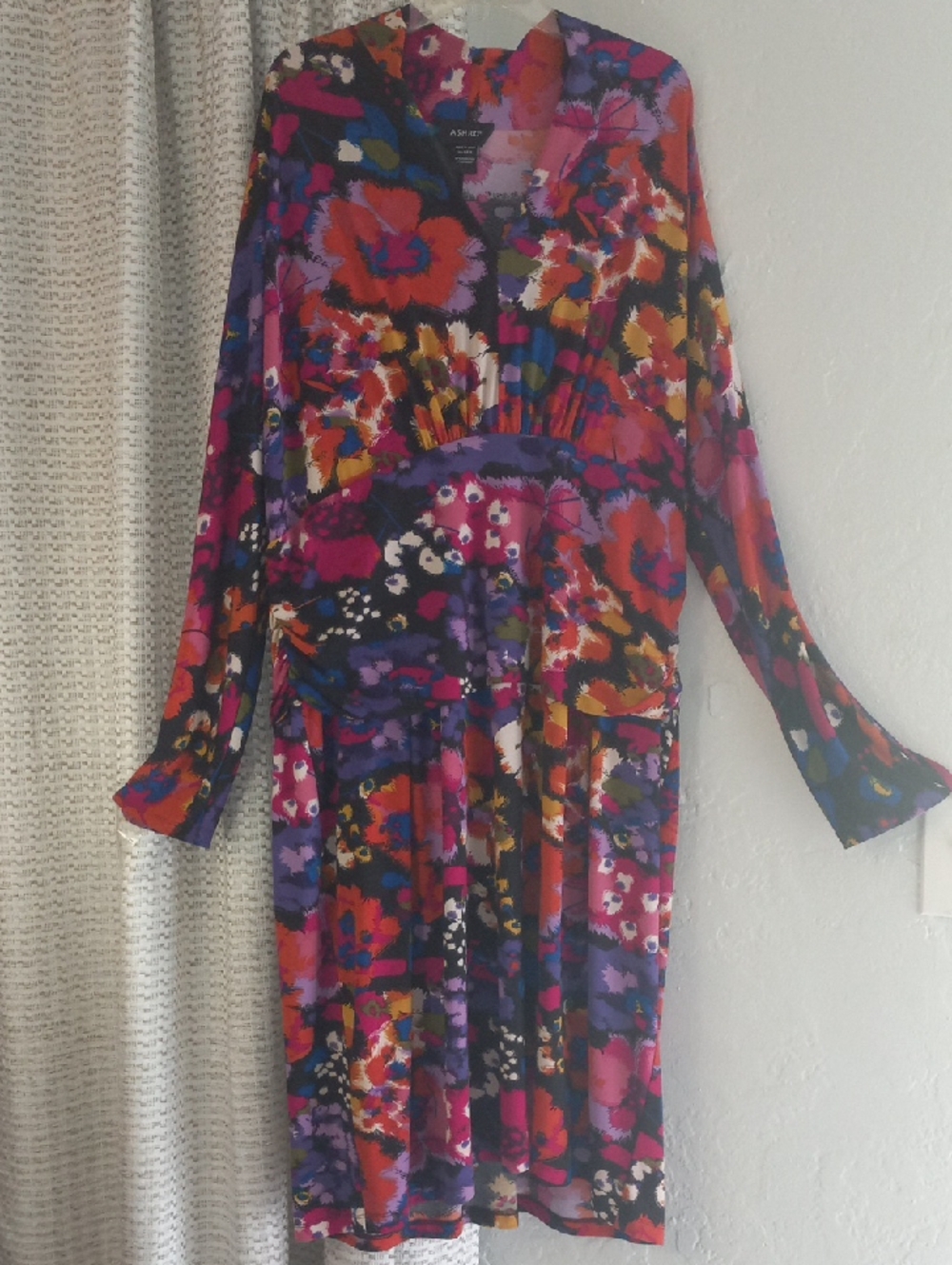 ASHRO Plus Size Multi-Color Mini Dress